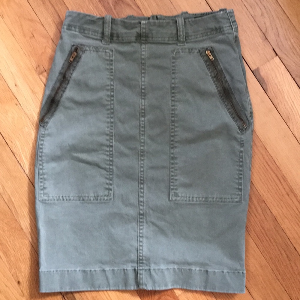 Army Green JCrew denim skirt